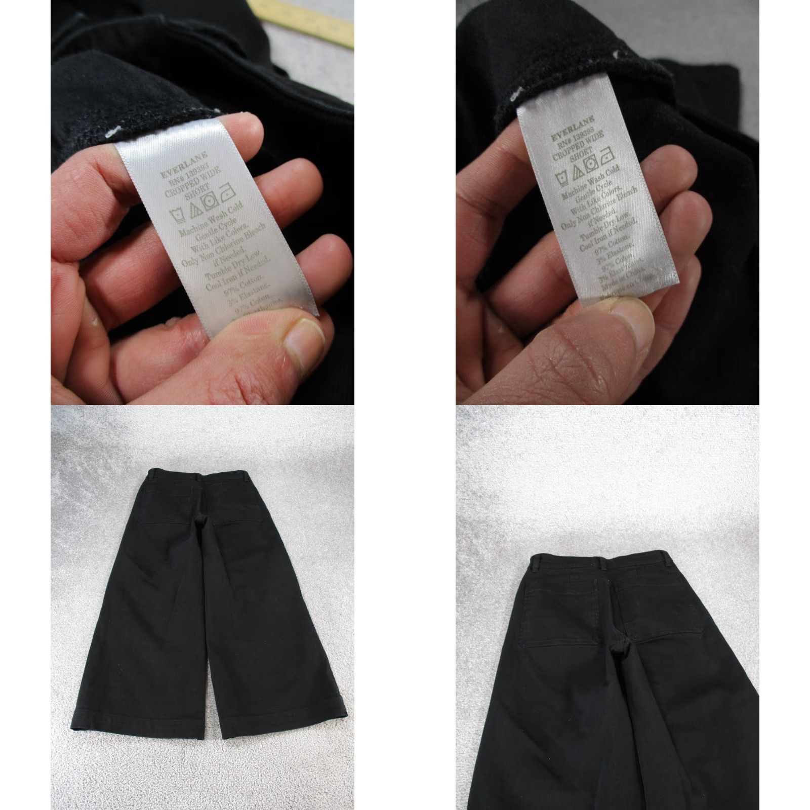 Everlane VINTAGE Everlane Women's Cropped Wide Leg Jeans Size 2 Black Denim 90s High Rise Size 26" / US 2 / IT 38 - 8 Thumbnail