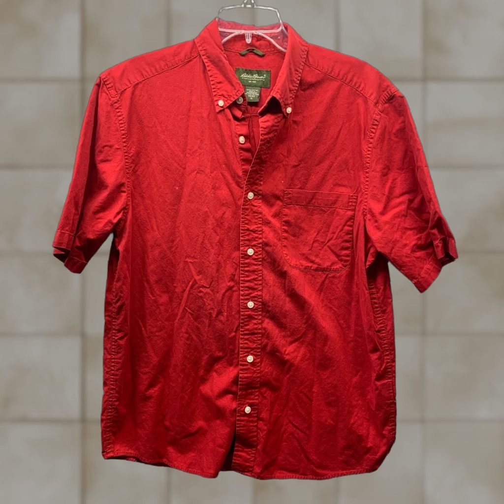 Eddie Bauer Eddie Bauer Shirt Adult Medium Red Outdoor Chino Canvas Casual Mens Fishing Button-Up Short Sleeve Collar Spread Button Size US M / EU 48-50 / 2 - 1 Thumbnail