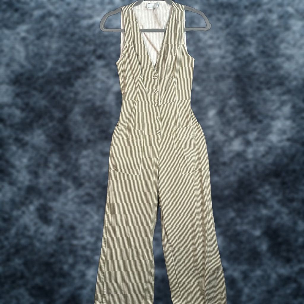 Asos ASOS Design Jumpsuit Womens Size 4 Green Striped Sleeveless Adult Medium Jumpsuit Green Striped Vintage/Used Womens Size 27" / US 4 / IT 40 - 1 Thumbnail
