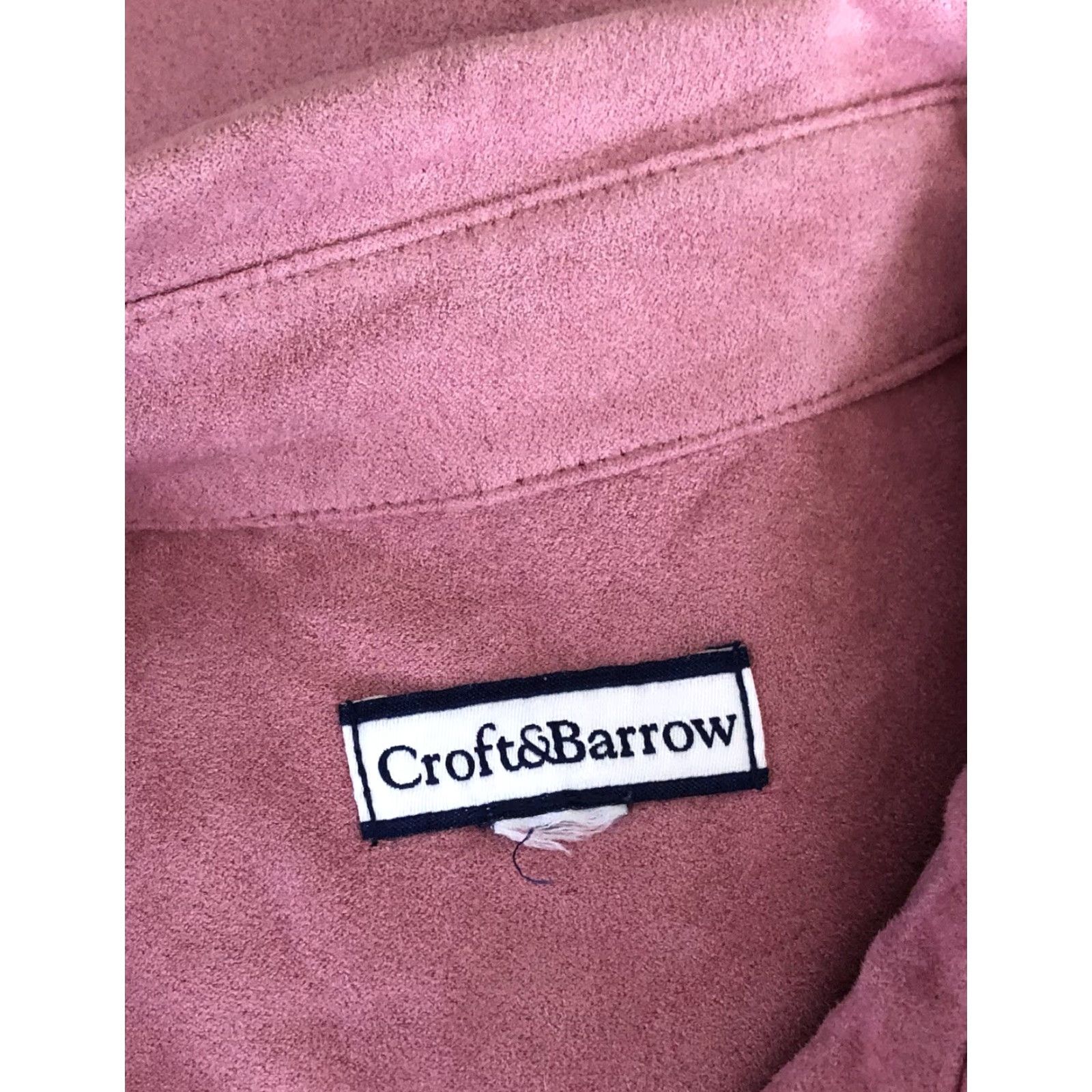 Croft & Barrow VINTAGE Croft Barrow Micro Suede Shacket Top XL Pink Button Up Pockets Cottage Western Size XL / US 12-14 / IT 48-50 - 4 Thumbnail