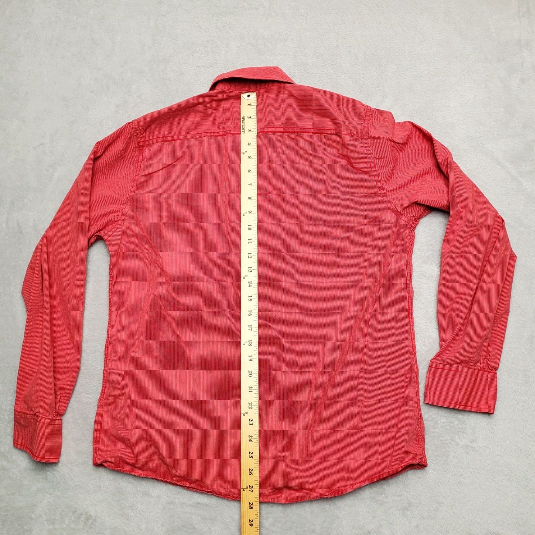 Vintage American Rag Shirt Mens Large Red Striped Long Sleeve Button-Up Cotton Casual Size US L / EU 52-54 / 3 - 4 Thumbnail