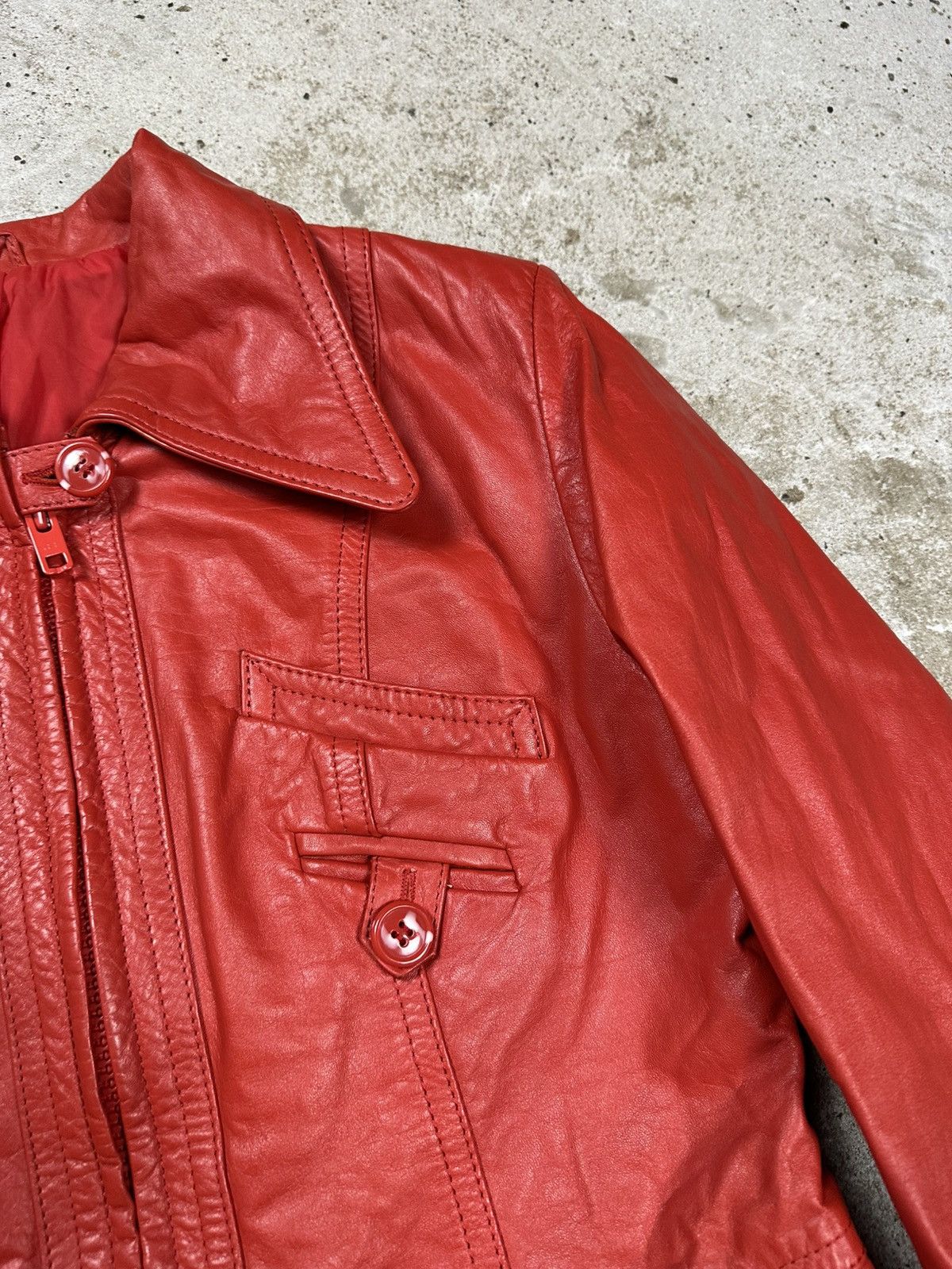 Japanese Brand Vintage 90s Red Genuine Leather Moto Biker Style Jacket Size M / US 6-8 / IT 42-44 - 8 Thumbnail