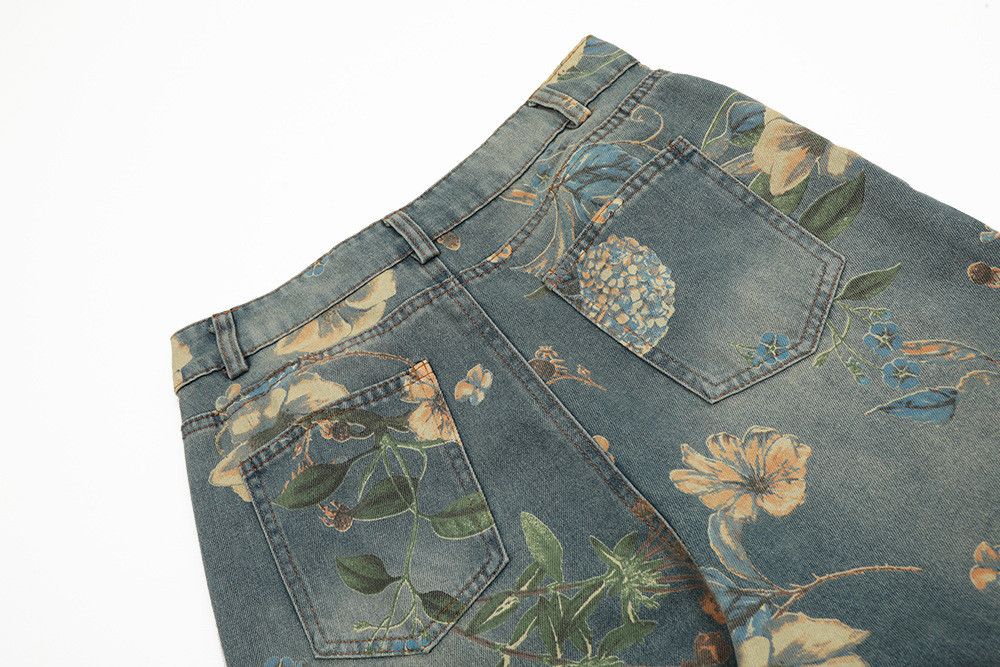 Japanese Brand × Jean American retro floral print loose wide-leg jeans Size US 32 / EU 48 - 6 Thumbnail