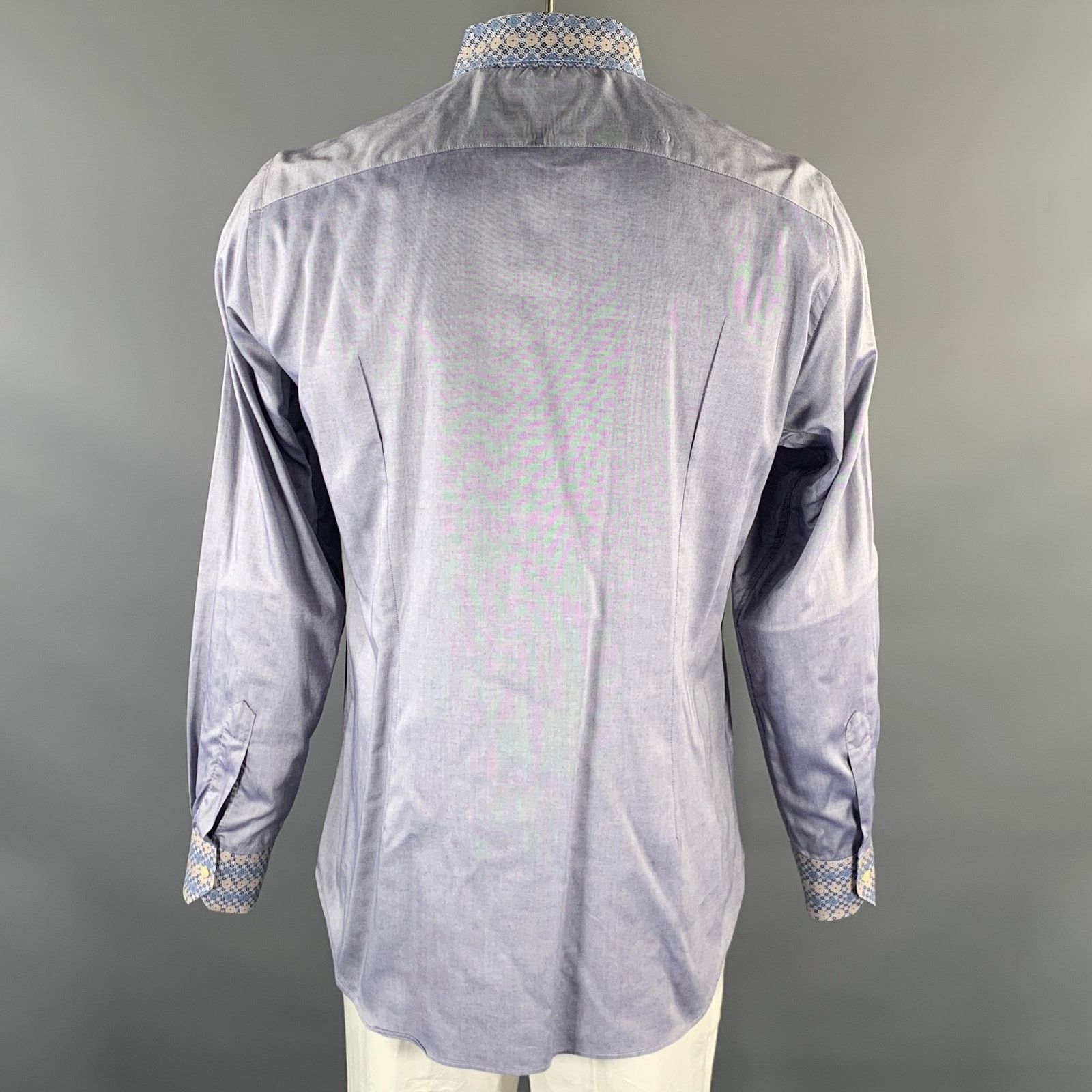Etro ETRO XL Blue Yellow Geometric Pointed Collar L/S Shirt Size US XL / EU 56 / 4 - 4 Thumbnail