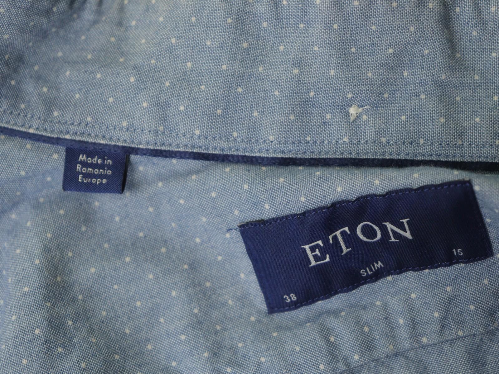 Eton Eton Blue Cotton Polka Dot Collared Dress Shirt Size 38 Size 38R - 12 Thumbnail