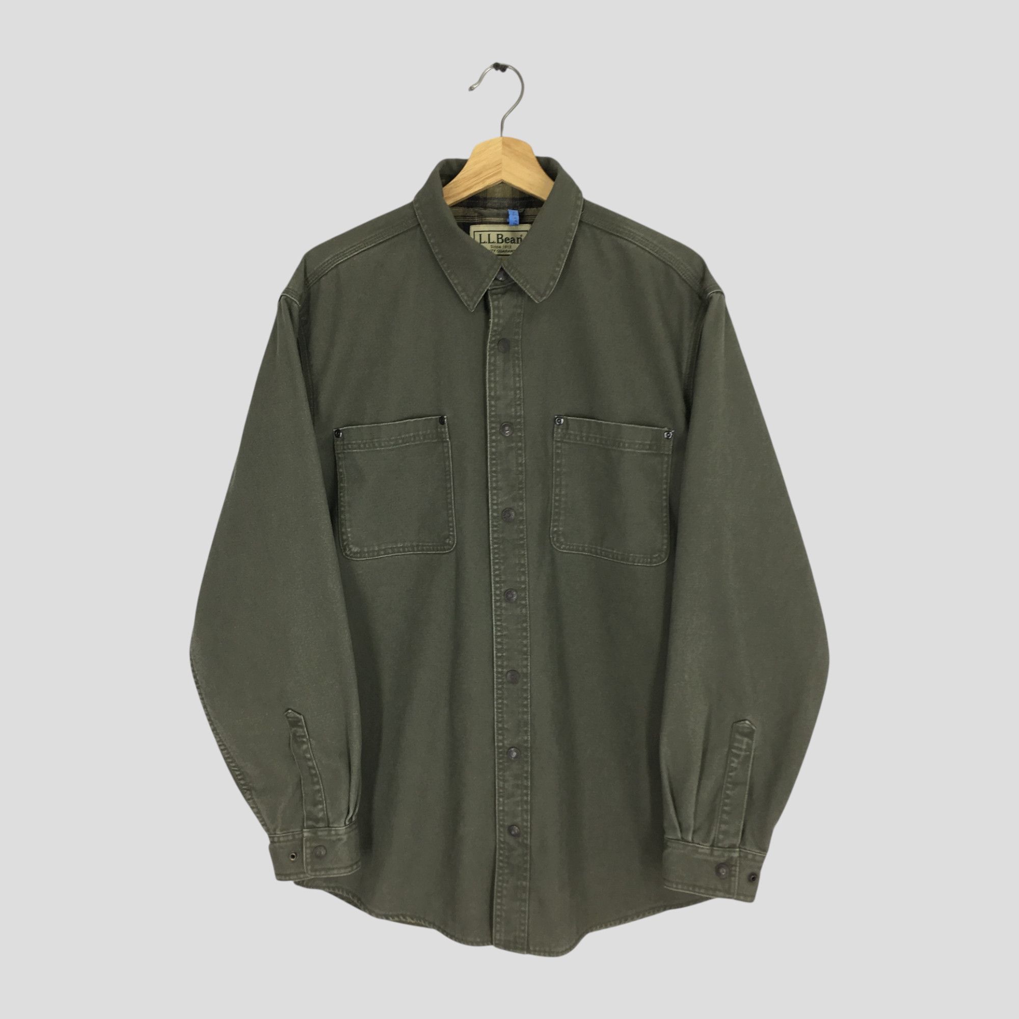 L.L. Bean Vintage 90s LL Bean Olive Green Duck Chore Jacket Workwear Size US M / EU 48-50 / 2 - 1 Thumbnail