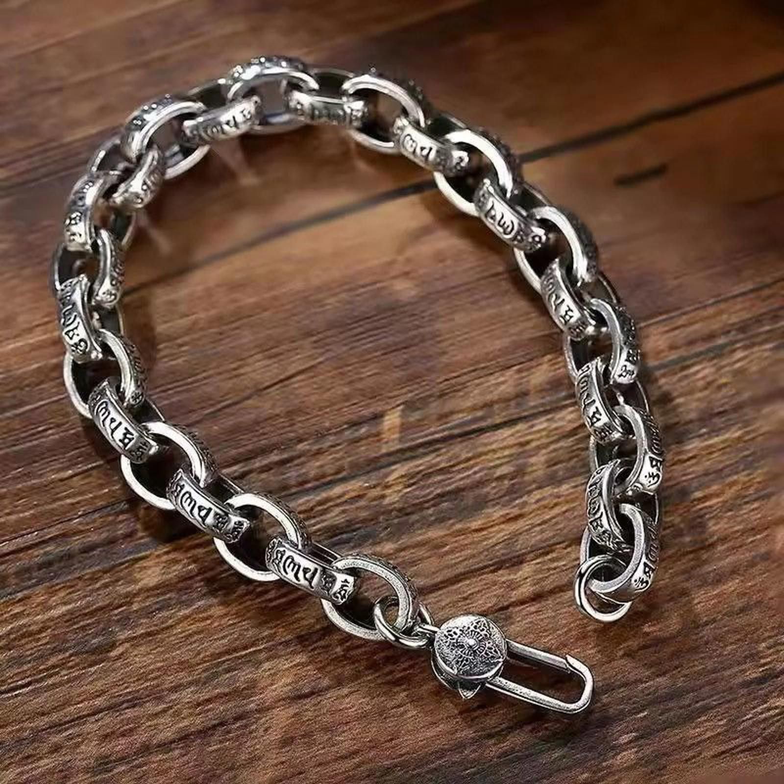Jewelry Silver Chain Bracelet with Engraved Accents Size ONE SIZE - 5 Thumbnail