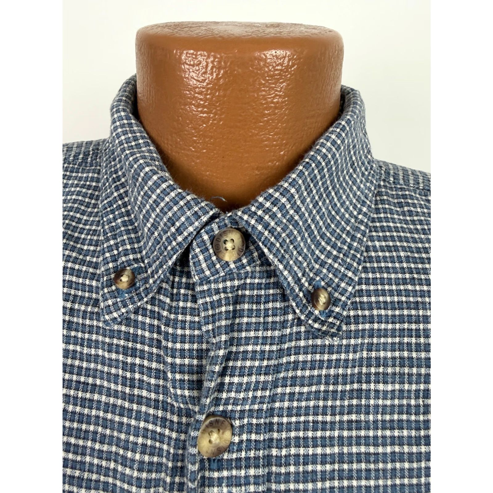 Disney VINTAGE Disney Shirt Men XL Oversized Button-Down Linen Cotton Check 90s Mickey Mouse Blue Regular Mens XL Shirt Size US XL / EU 56 / 4 - 5 Thumbnail