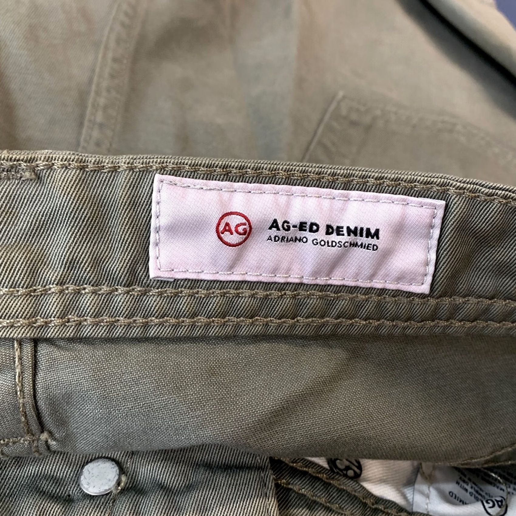 Denime AG Adriano Goldschmied Jeans Green Distressed 30x28.5 Denim Slim Mens Jeans Size US 29 - 2 Thumbnail