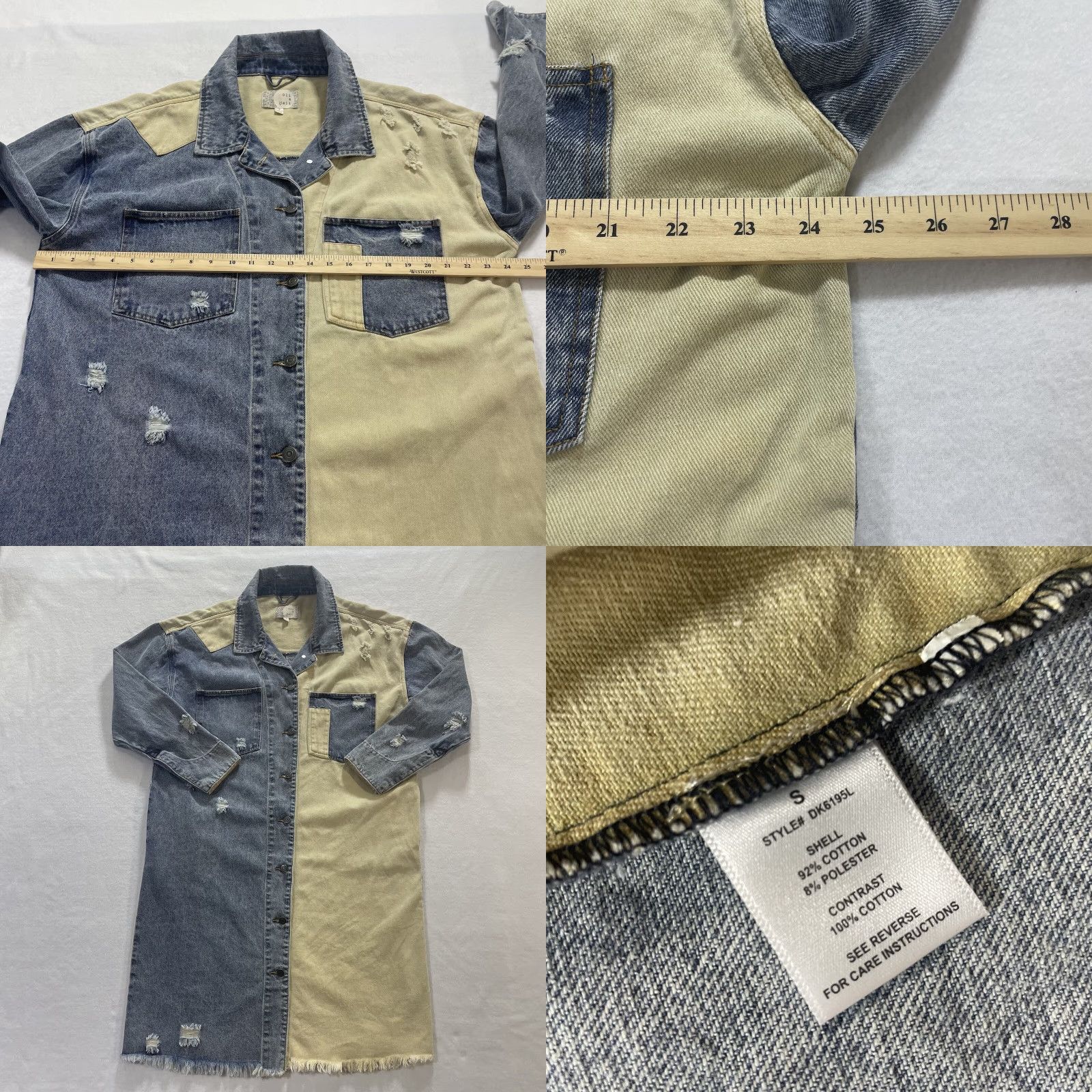 Denime Oli & Holi Boho Mixed Denim Jacket Long Oversize Boutique Button & Snap Size S Women Multicolor Denim Jacket Spring Summer Fall Winter Size S / US 4 / IT 40 - 11 Thumbnail