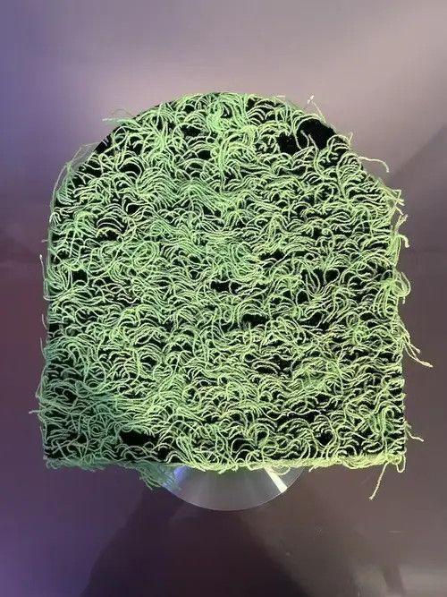 Other Distressed Knitted Beanie (neon green) Size ONE SIZE - 1 Thumbnail