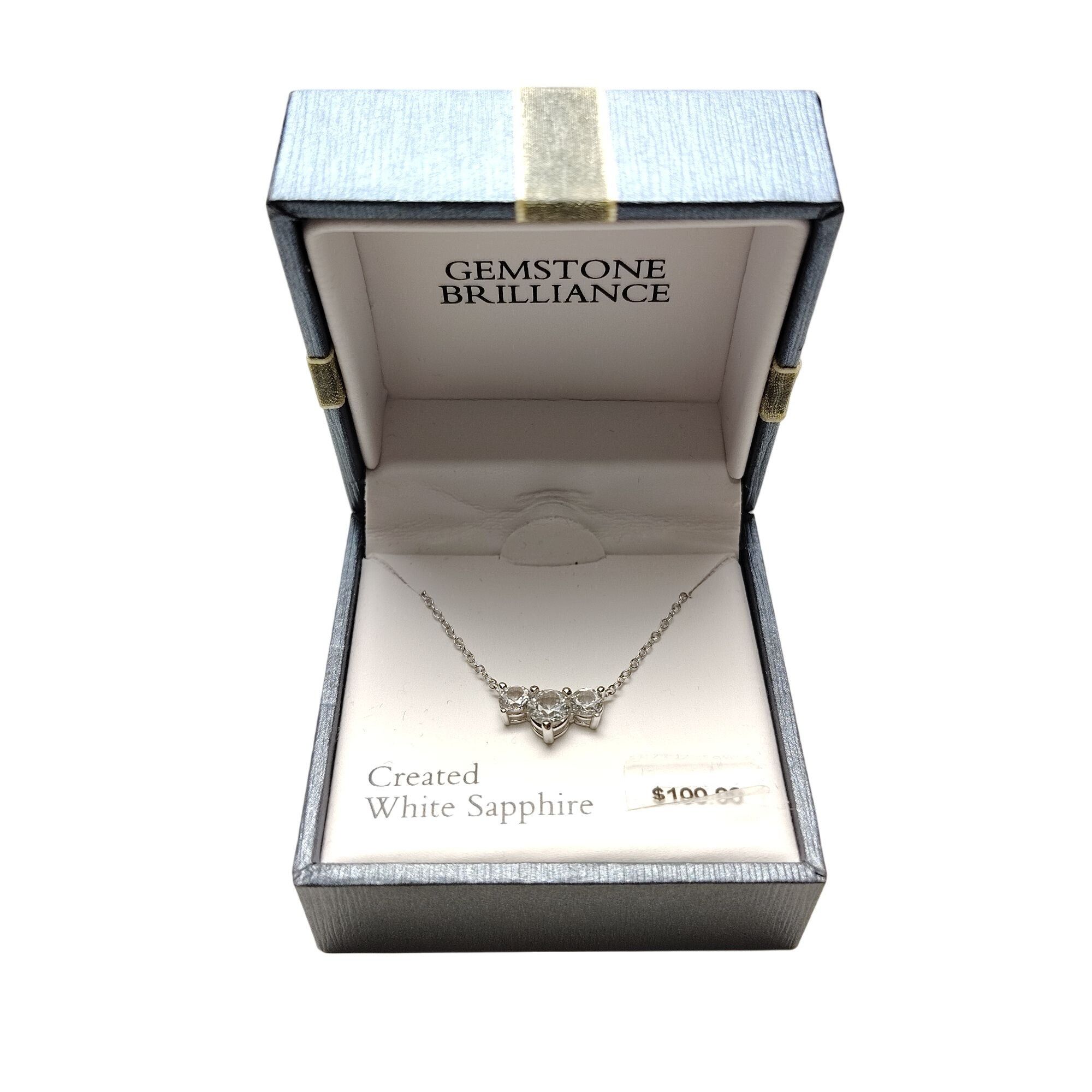 Other Three-Stone Created White Sapphire Necklace In Sterling Silv Size ONE SIZE - 2 Thumbnail