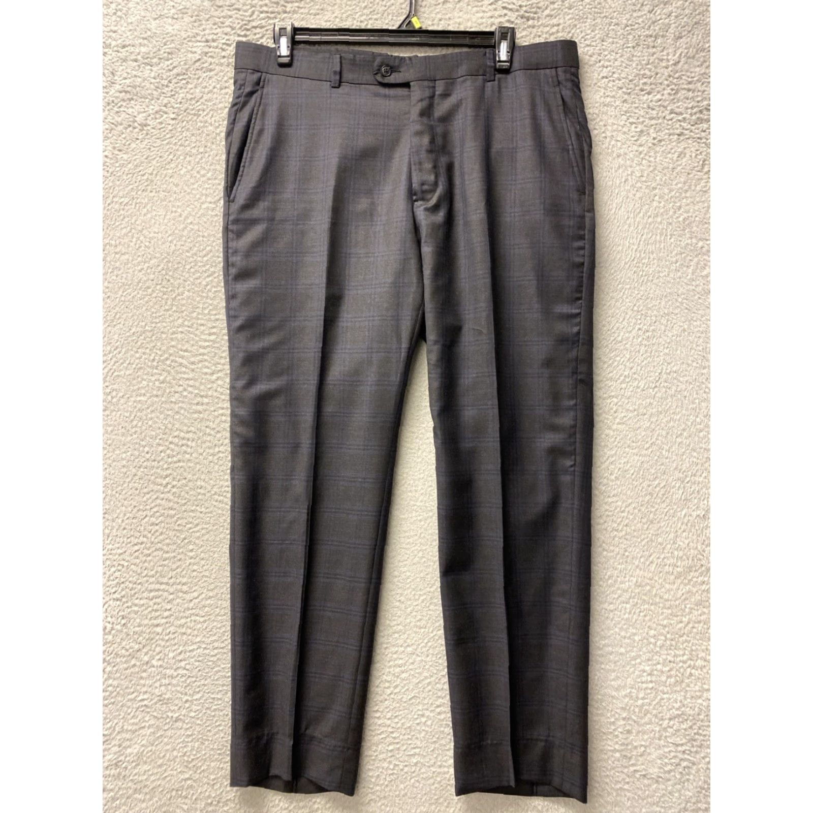 Joseph Abboud Joseph Abboud Dress Pants Men Slim All Wool Size 38 Gray Deep Blue Inseam 32 Regular 75 Size US 38 / EU 54 - 2 Thumbnail
