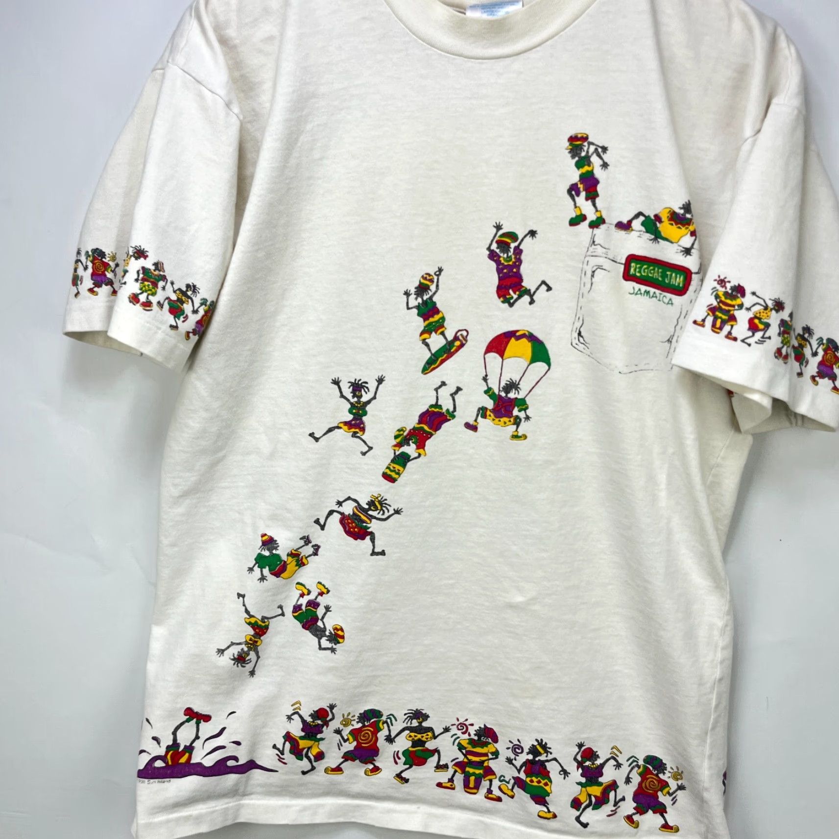 Vintage VINTAGE Jamaica Reggae Jam Rasta Single Stitch T-Shirt L Mens White 90s Size US L / EU 52-54 / 3 - 2 Thumbnail
