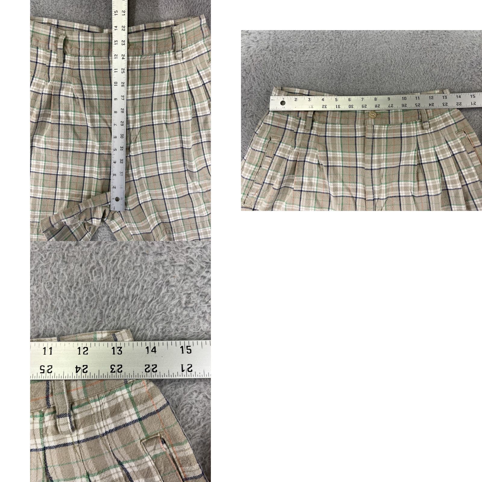 Vintage VINTAGE Ki Ko Mo Shorts Womens 13 Beige Plaid 100% Cotton Pleated Front Zip Fly Bermuda Shorts Women Beige Plaid Cotton 13" Size 34" / US 12 / IT 48 - 9 Thumbnail