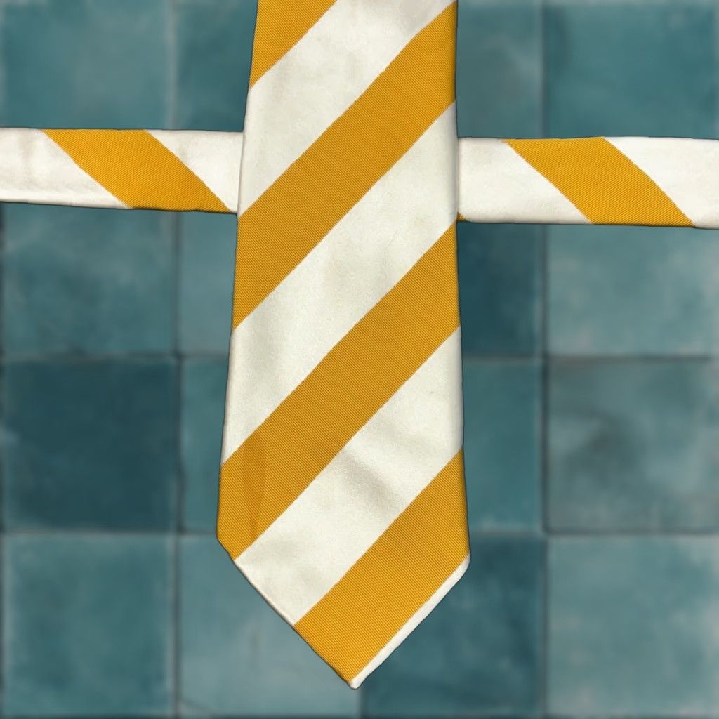 Charles Tyrwhitt Charles Tyrwhitt White Yellow Striped Mens 59" Silk Blend Business Neck Tie Size ONE SIZE - 1 Thumbnail