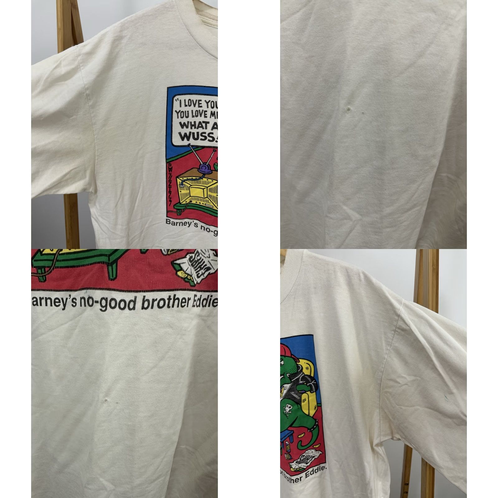 Vintage VTG 90s Barney No Good Brother Eddie Blunt Weed Beer T-Shirt XL White Men XS? Size US XL / EU 56 / 4 - 8 Thumbnail