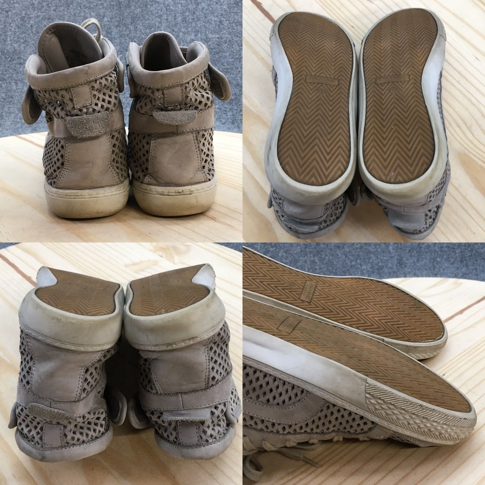 Zara Zara Basic Collection Shoes Womens 39 Hi Top Sneakers Gray Leather Lace Up Size M / US 6-8 / IT 42-44 - 8 Thumbnail