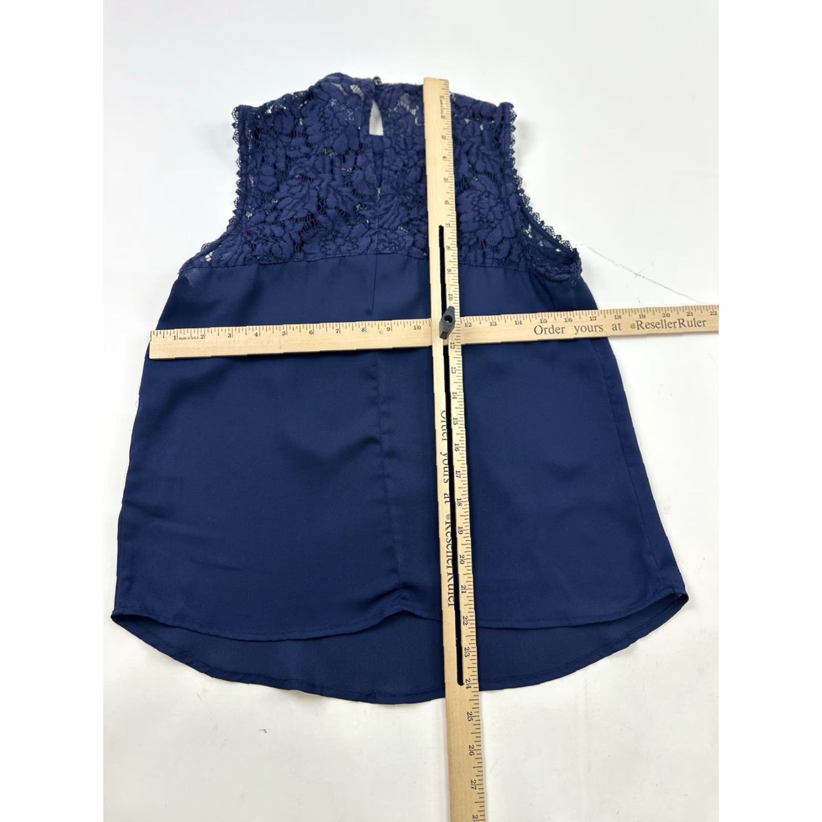 Anthropologie Paper Crane Shirt Women’s S Blue Lace Top Sleeveless Mock Neck Pullover Casual Tank Blouse Size S / US 4 / IT 40 - 5 Thumbnail