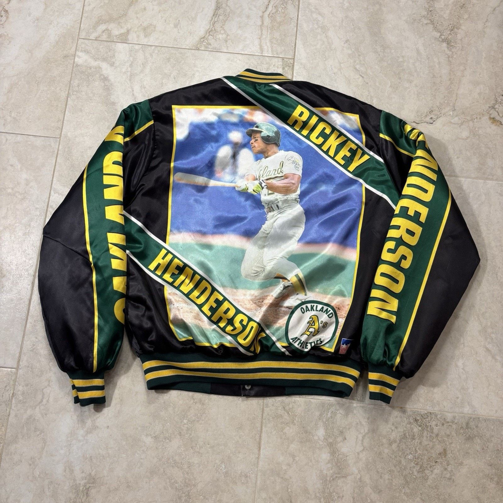 MLB Vintage Oakland Athletics Rickey Henderson Satin Jacket L Size US L / EU 52-54 / 3 - 1 Thumbnail