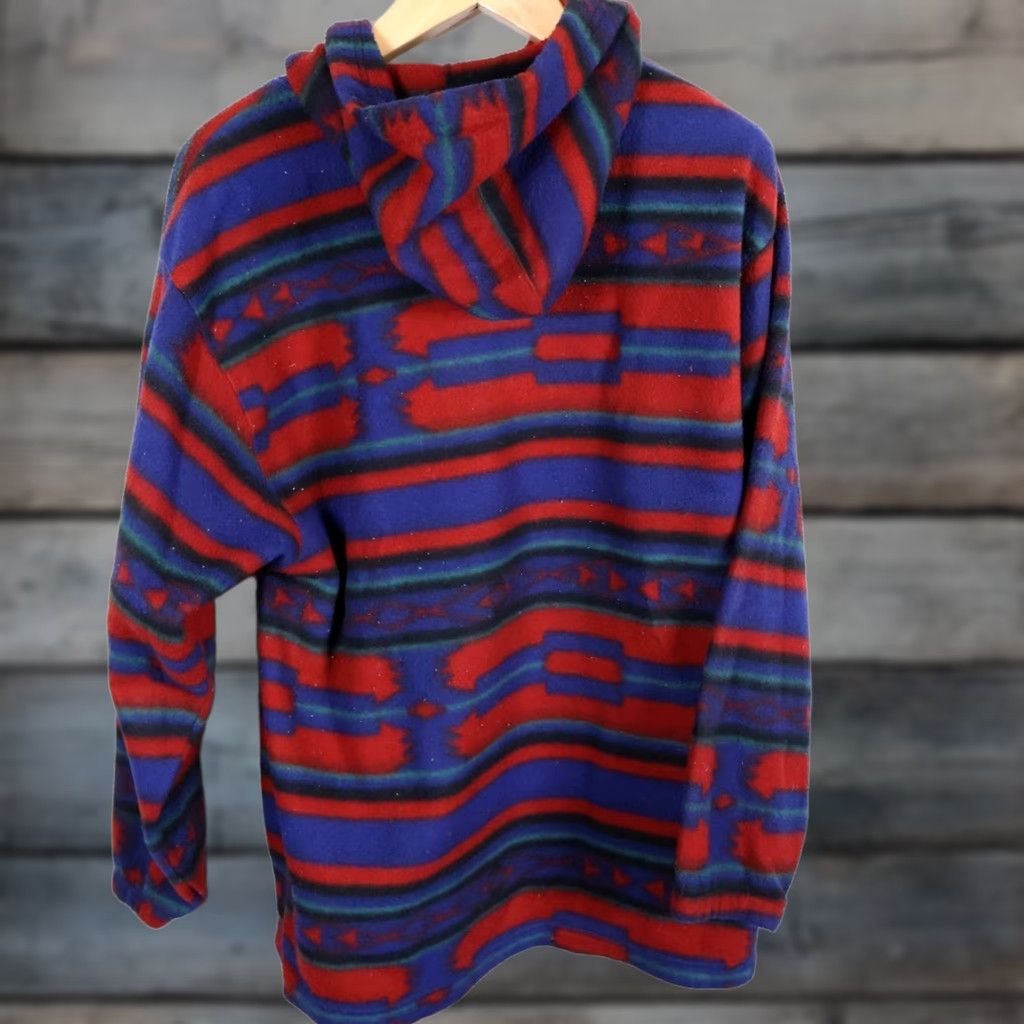 Vintage VINTAGE GARB Oversized Aztec Pattern Fleece Pullover Hoodie Men Medium Red Geometric 90s Tribal Crew Neck Size US M / EU 48-50 / 2 - 1 Thumbnail