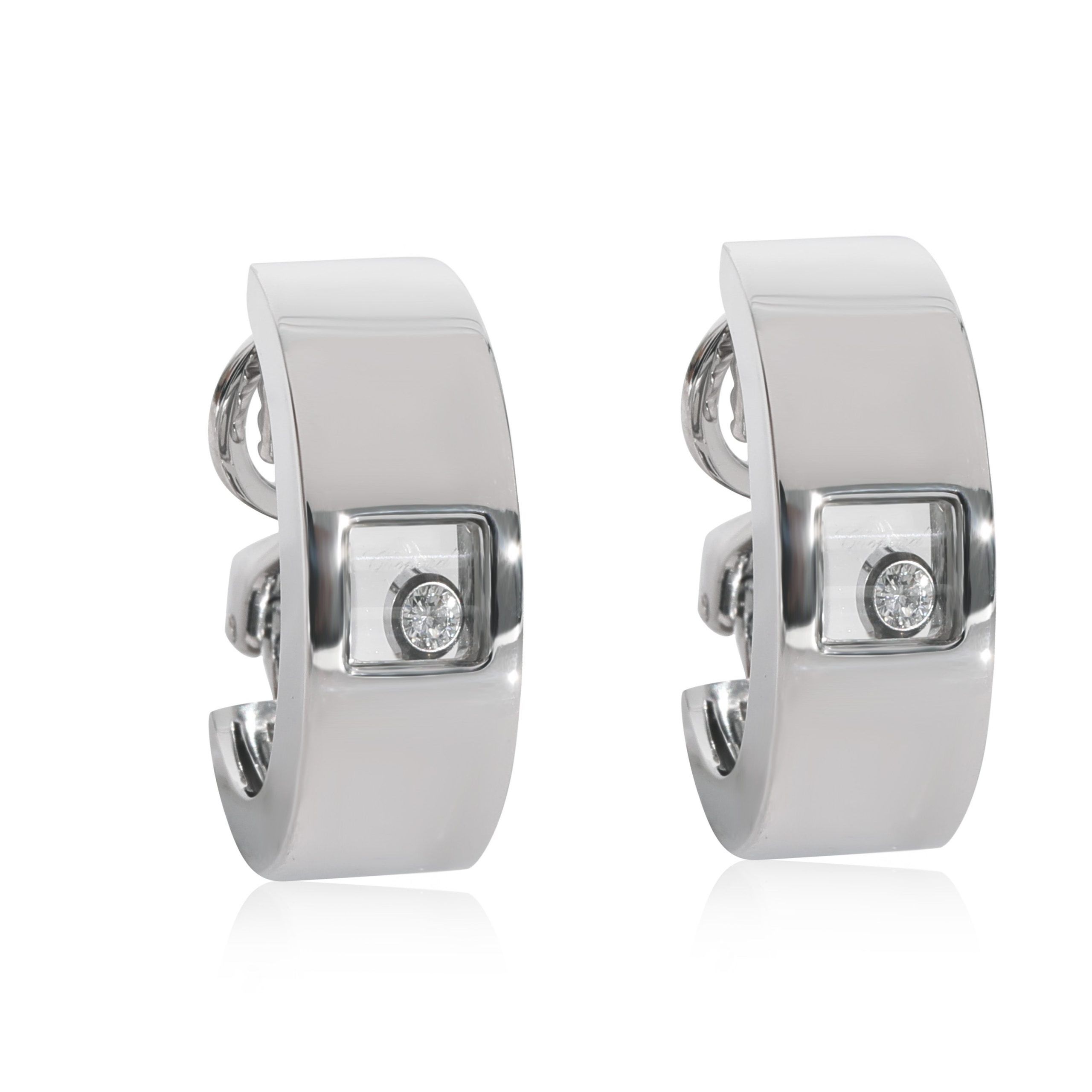 Chopard Chopard Happy Diamond Vintage Hoop Earrings in 18k White Gold 0.1 CTW Size ONE SIZE - 1 Thumbnail