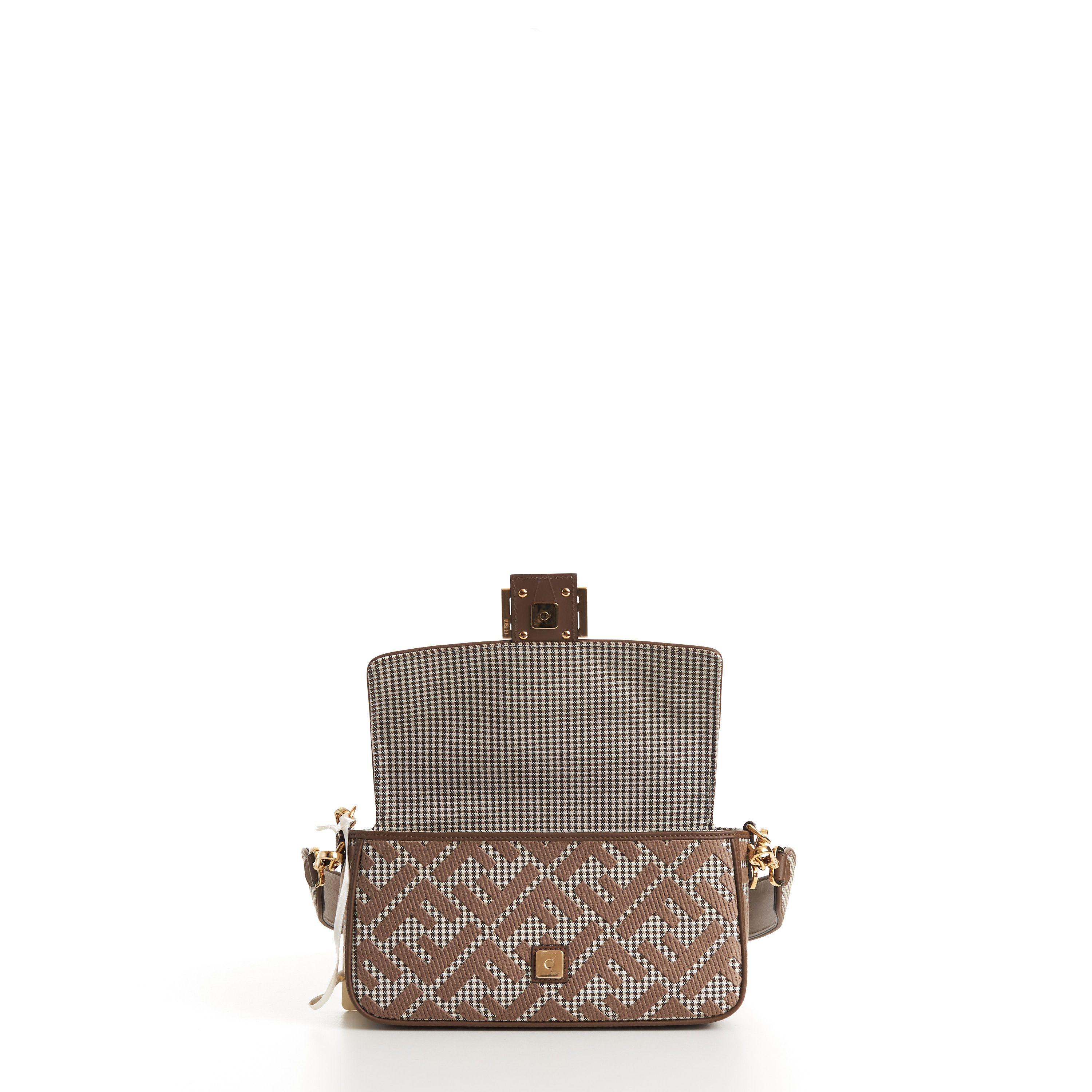 Fendi Medium Baguette - Brown Houndstooth Wool Bag Size ONE SIZE - 8 Thumbnail