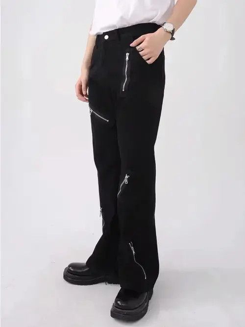 Designer × Vintage Black Zip Punk Pants Size US 32 / EU 48 - 3 Thumbnail