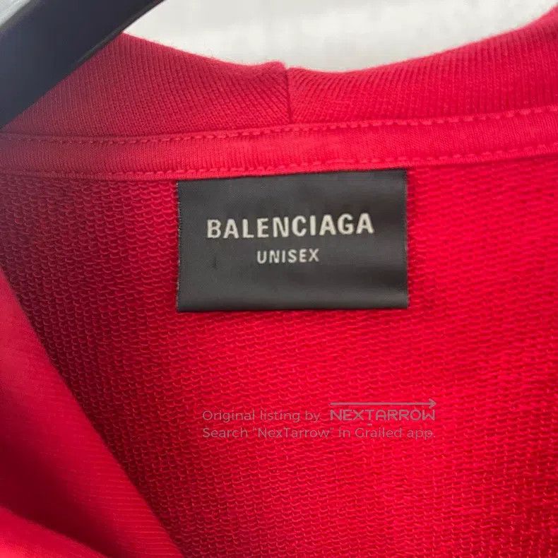 Balenciaga Balenciaga Tape Logo Red Hooded Sweatshirt Size US S / EU 44-46 / 1 - 4 Thumbnail