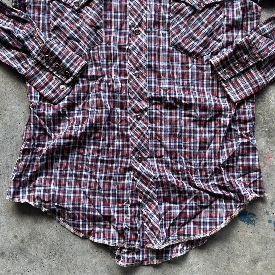 Wrangler Vintage 70s Wrangler Western Plaid Ruby Snap Button Shirt Size US M / EU 48-50 / 2 - 2 Thumbnail