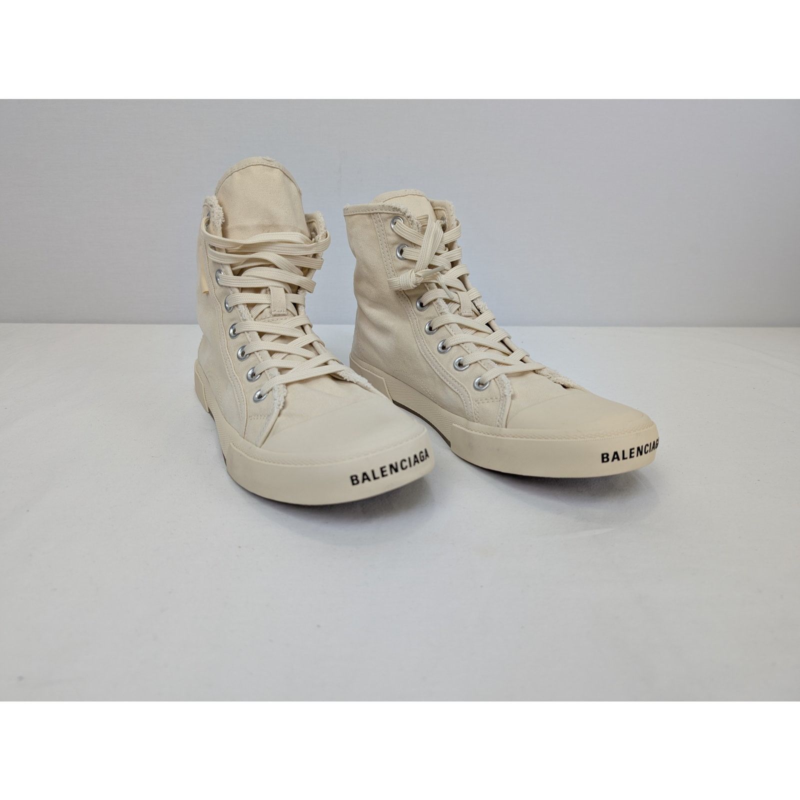 Balenciaga o1rshd1 Q:3 / Paris High Top Destroyed Sneakers Beige/White Size US 12 / EU 45 - 5 Thumbnail