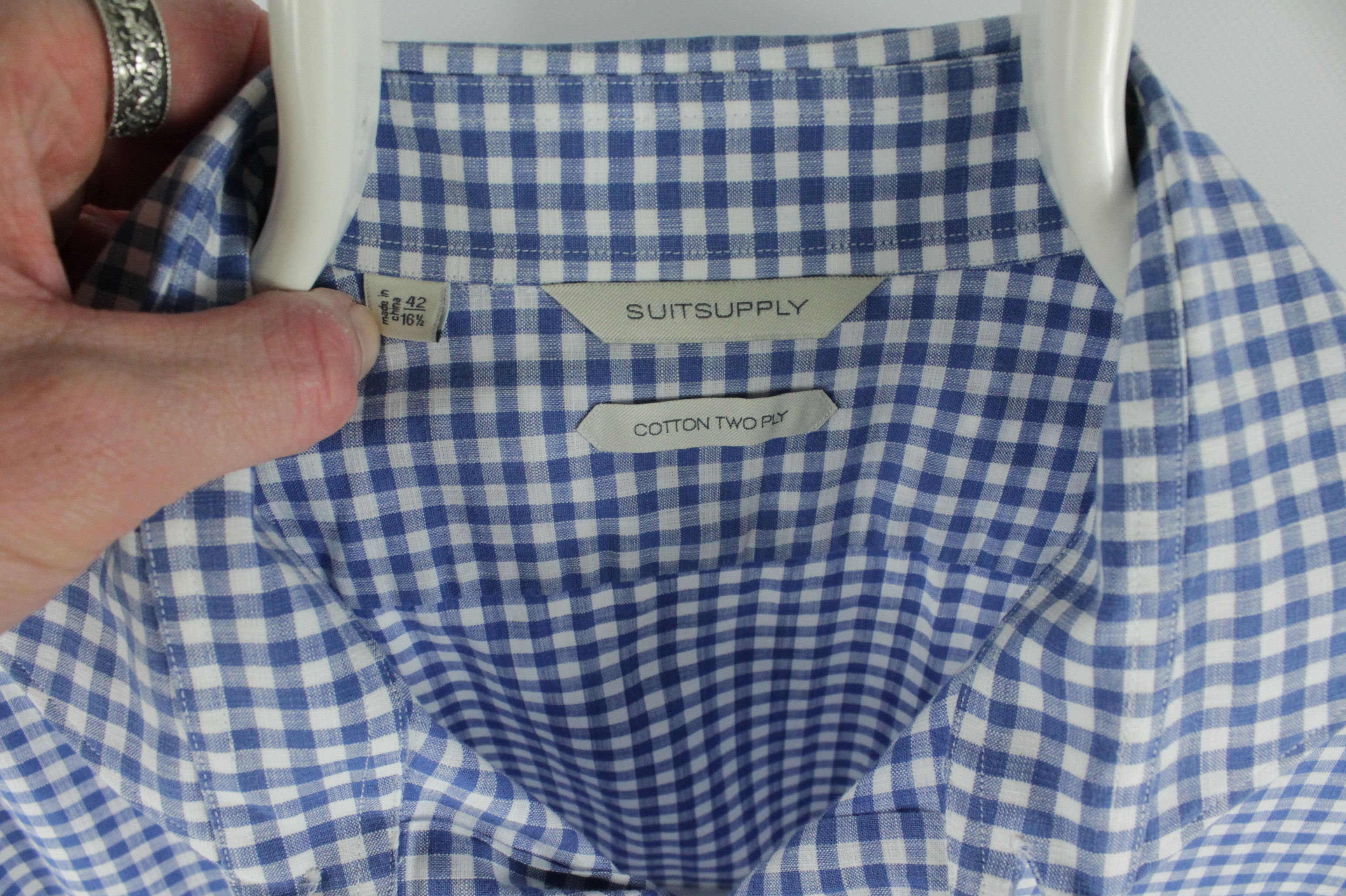Suitsupply Suitsupply Cotton Two Ply Regular Fit Check Formal Shirt Size US L / EU 52-54 / 3 - 3 Thumbnail