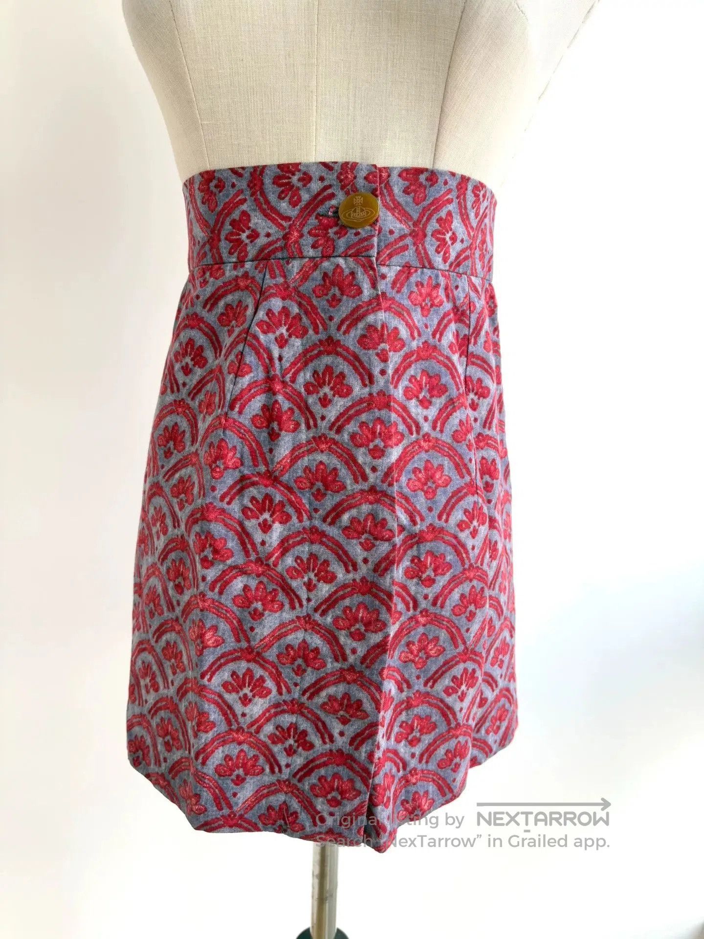 Vivienne Westwood Vivienne Westwood Red Patterned Midi Skirt. Size 39" - 1 Thumbnail