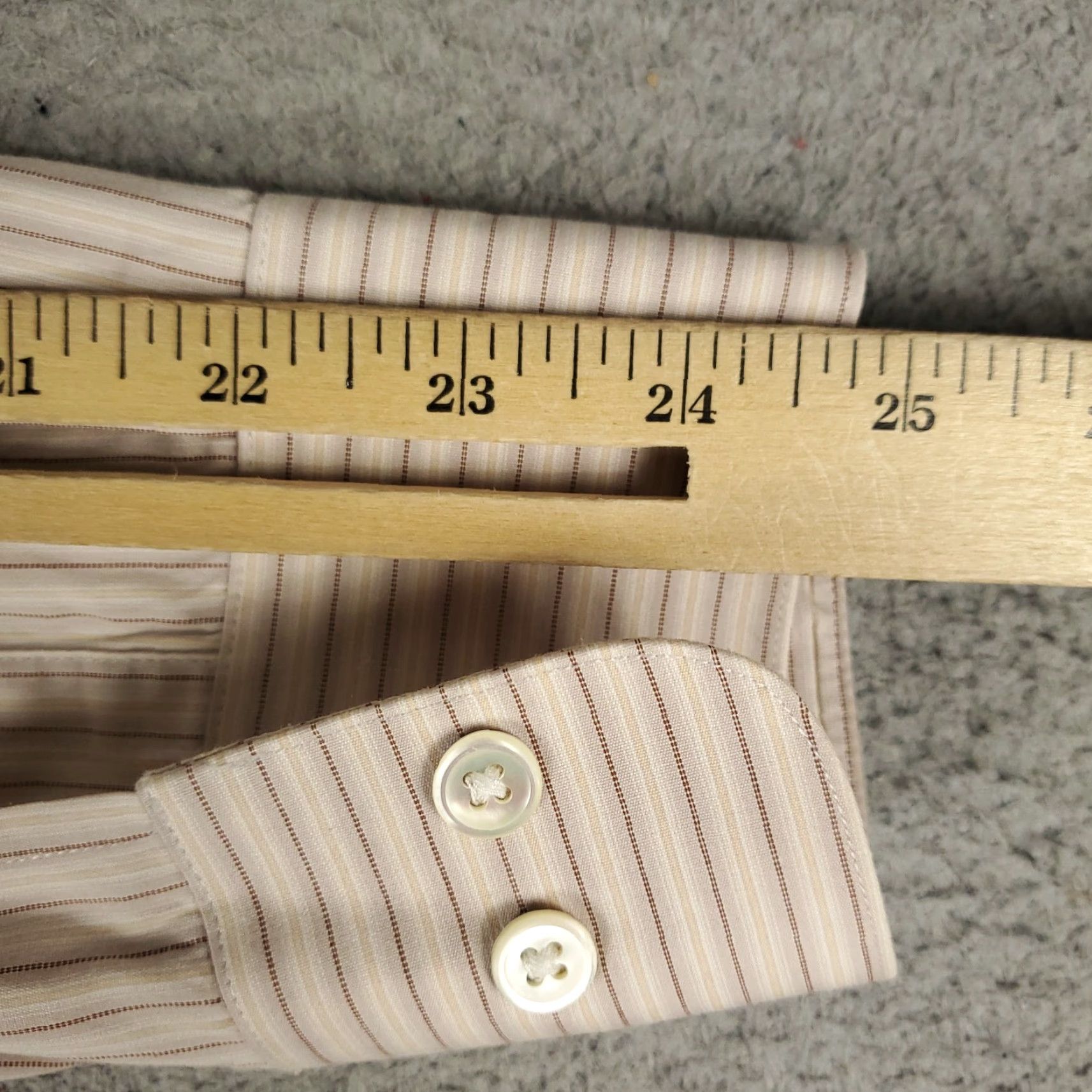 John Varvatos John Varvatos Shirt Mens 16 Beige Striped Dress Button Up Long Sleeve Size 42R - 7 Thumbnail