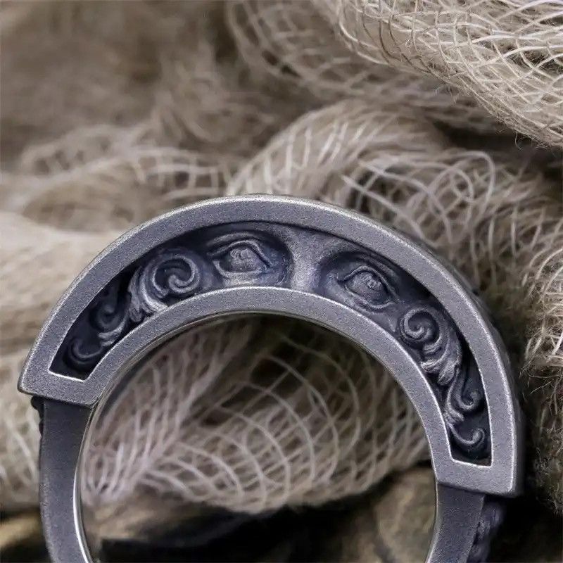 Designer × Jewelry × Vintage Dark Black Wave Ultra Fine Grain Sandblasted Eyes Design Size ONE SIZE - 5 Thumbnail