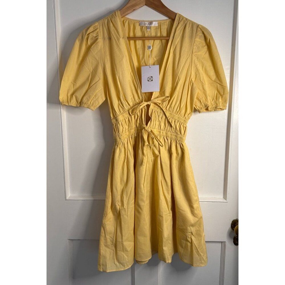 BNWT WAYF Yellow Cotton Mini Dress in Yellow Size XS