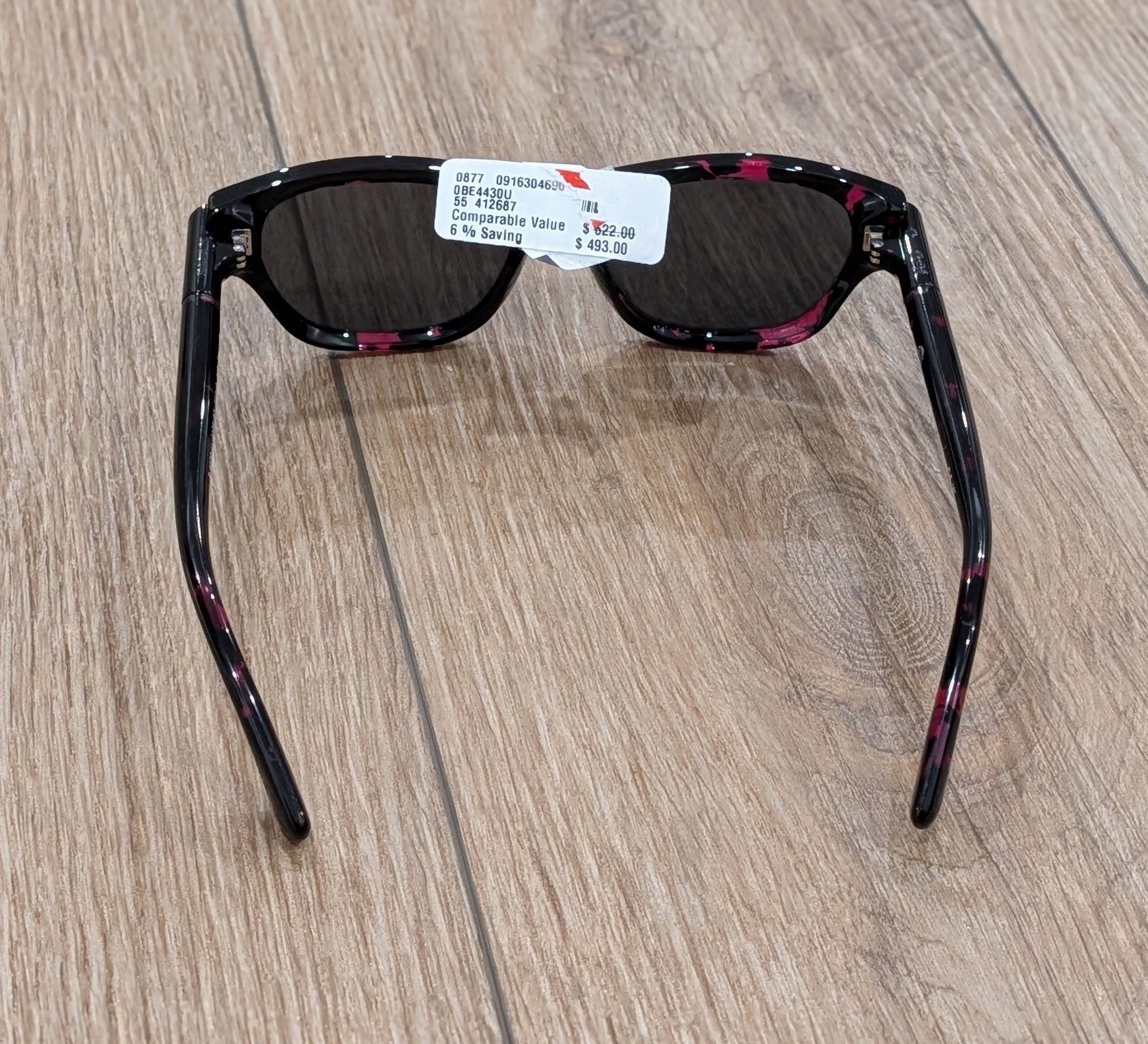 Burberry Burberry 55mm Pillow Sunglasses Black/Dark Gray/Red Size ONE SIZE - 6 Thumbnail