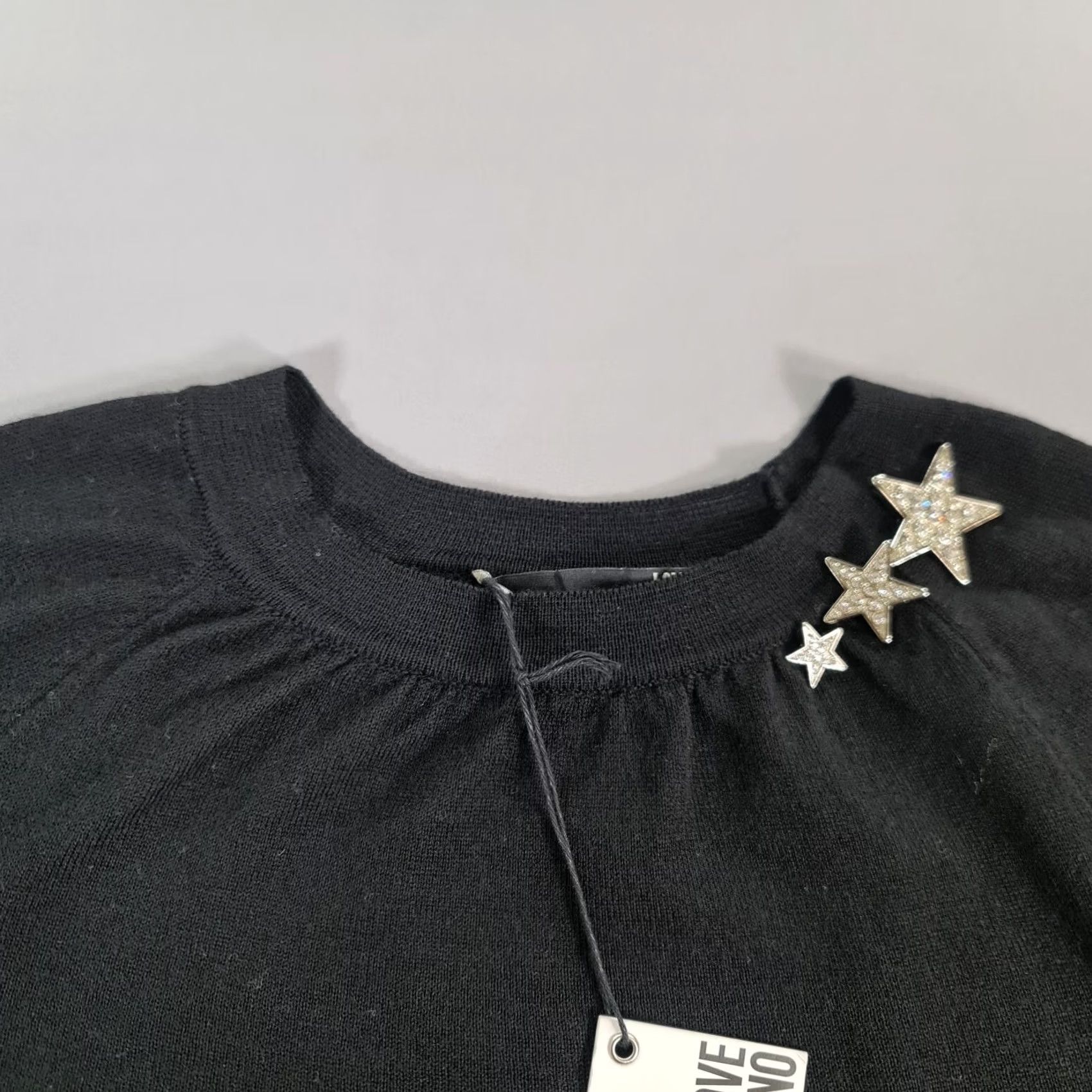 Moschino Love Moschino Womens Jumper Black 10 UK Wool Pullover Crew Neck Long Sleeve Knit Weight Regular Size 10 Size L / US 10 / IT 46 - 2 Thumbnail