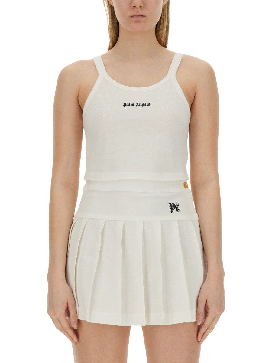 Palm Angels PALM ANGELS TANK TOP WITH LOGO - WHITE Size XS / US 0-2 / IT 36-38 - 1 Thumbnail
