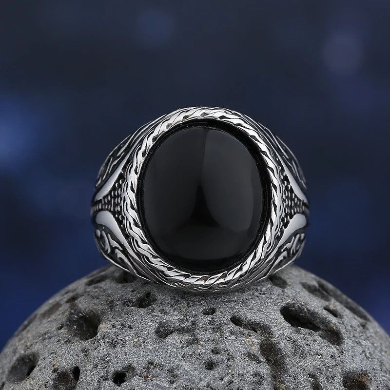 Jewelry Black Stone Ring Size ONE SIZE - 1 Thumbnail