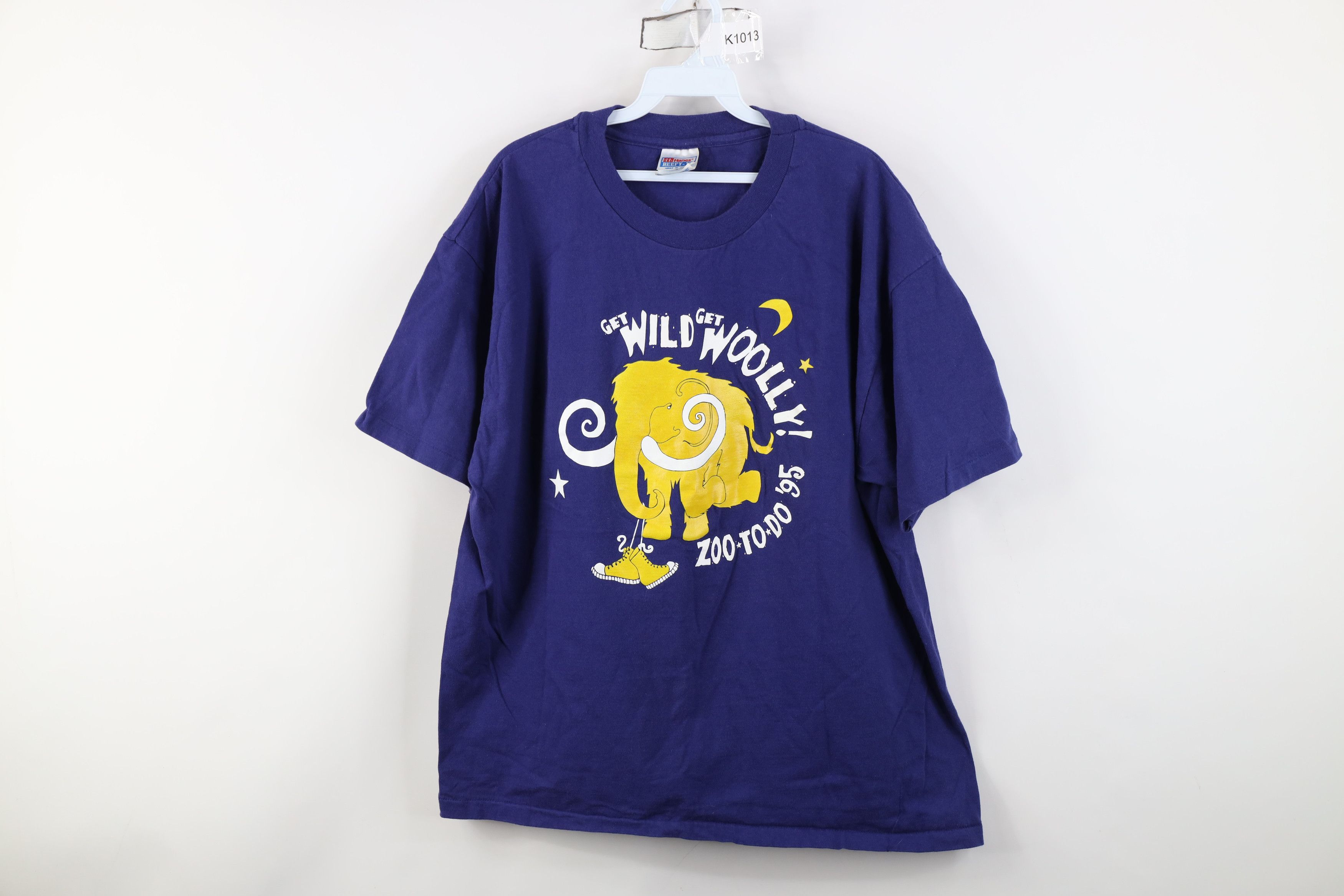 Vintage Vintage 90s Get Wild Get Woolly Mammoth Zoo T-Shirt Blue USA Size US XL / EU 56 / 4 - 1 Thumbnail