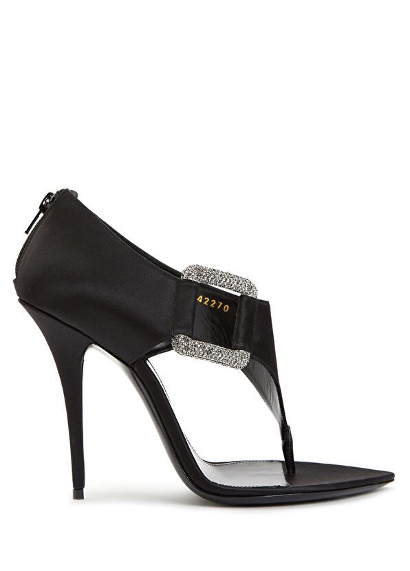Saint Laurent Paris sean sandals in crepe satin and rhinestones Size US 10 / IT 40 - 1 Thumbnail