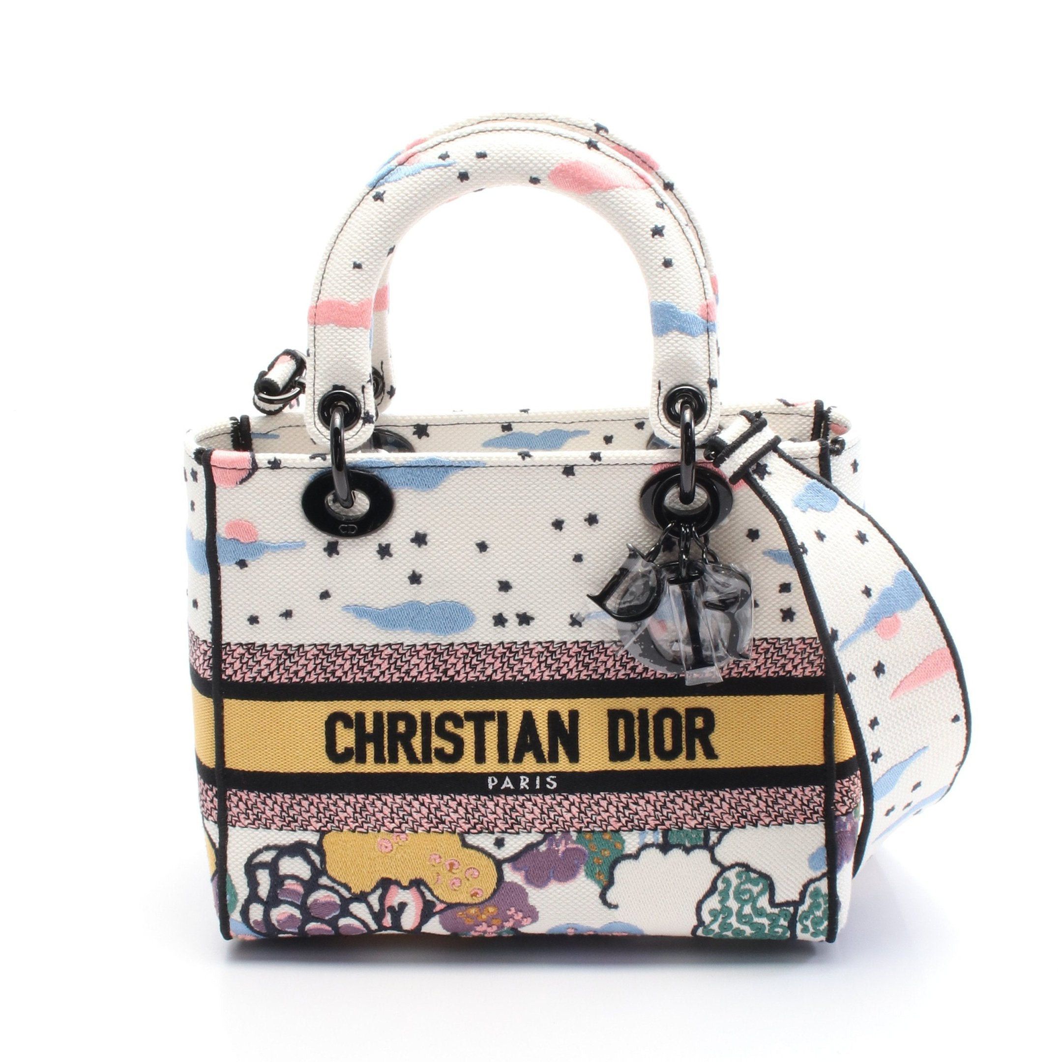 Dior Dior Lady Medium Handbag Canvas Off White Multicolor Size ONE SIZE - 1 Thumbnail