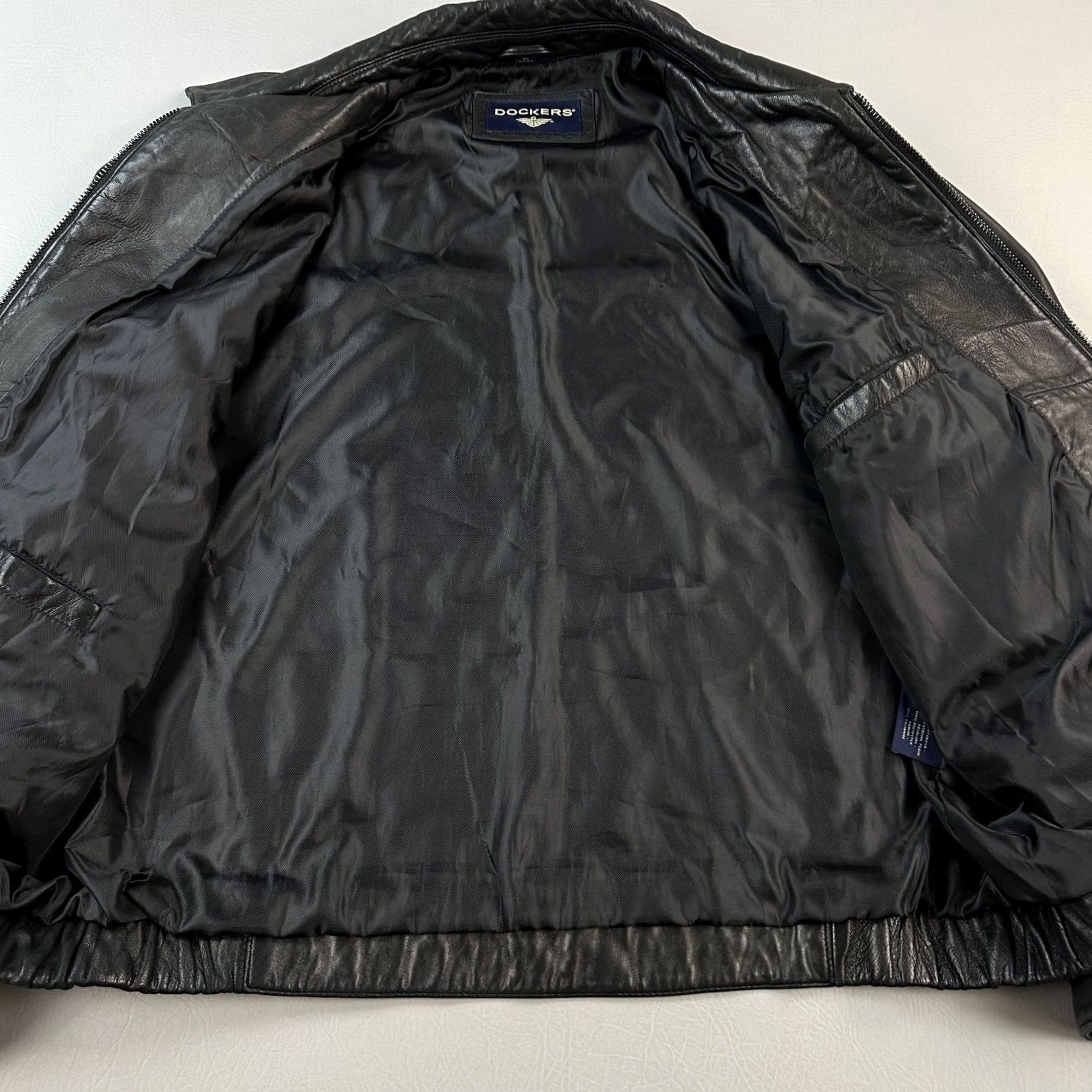 Dockers VINTAGE Dockers Jacket Mens XL Butter Black Soft Leather Fill Zip Lined Bomber Size US XL / EU 56 / 4 - 5 Thumbnail