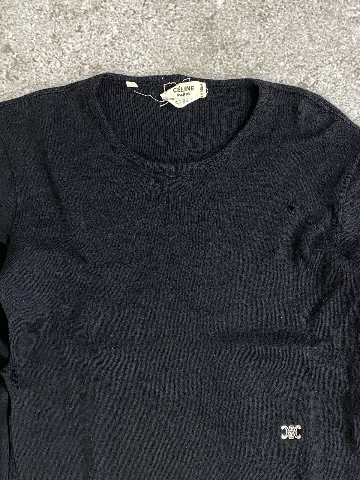 Celine Vintage Celine distressed embroidered knitt Size M / US 6-8 / IT 42-44 - 2 Thumbnail