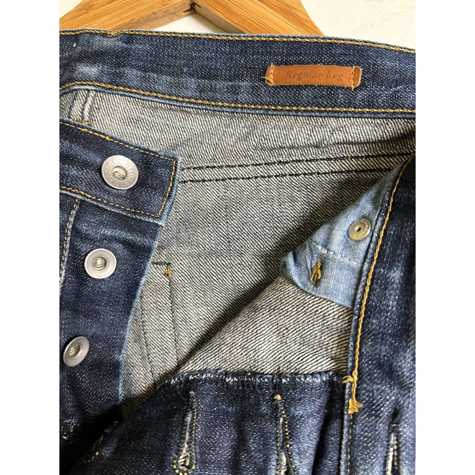 Albam VINTAGE Albam Jeans Denim 35x32 Distressed Regular Leg Men Straight USA Classic American Button Missing Size US 35 - 4 Thumbnail