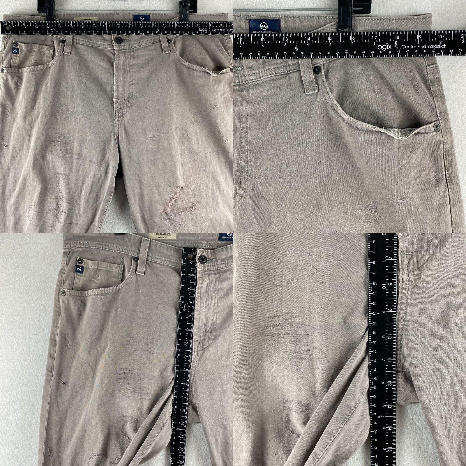 Vintage VINTAGE AG Adriano Goldschmied Jeans Mens 38 Gray The Graduate Tailored Leg Distressed Size US 38 / EU 54 - 8 Thumbnail