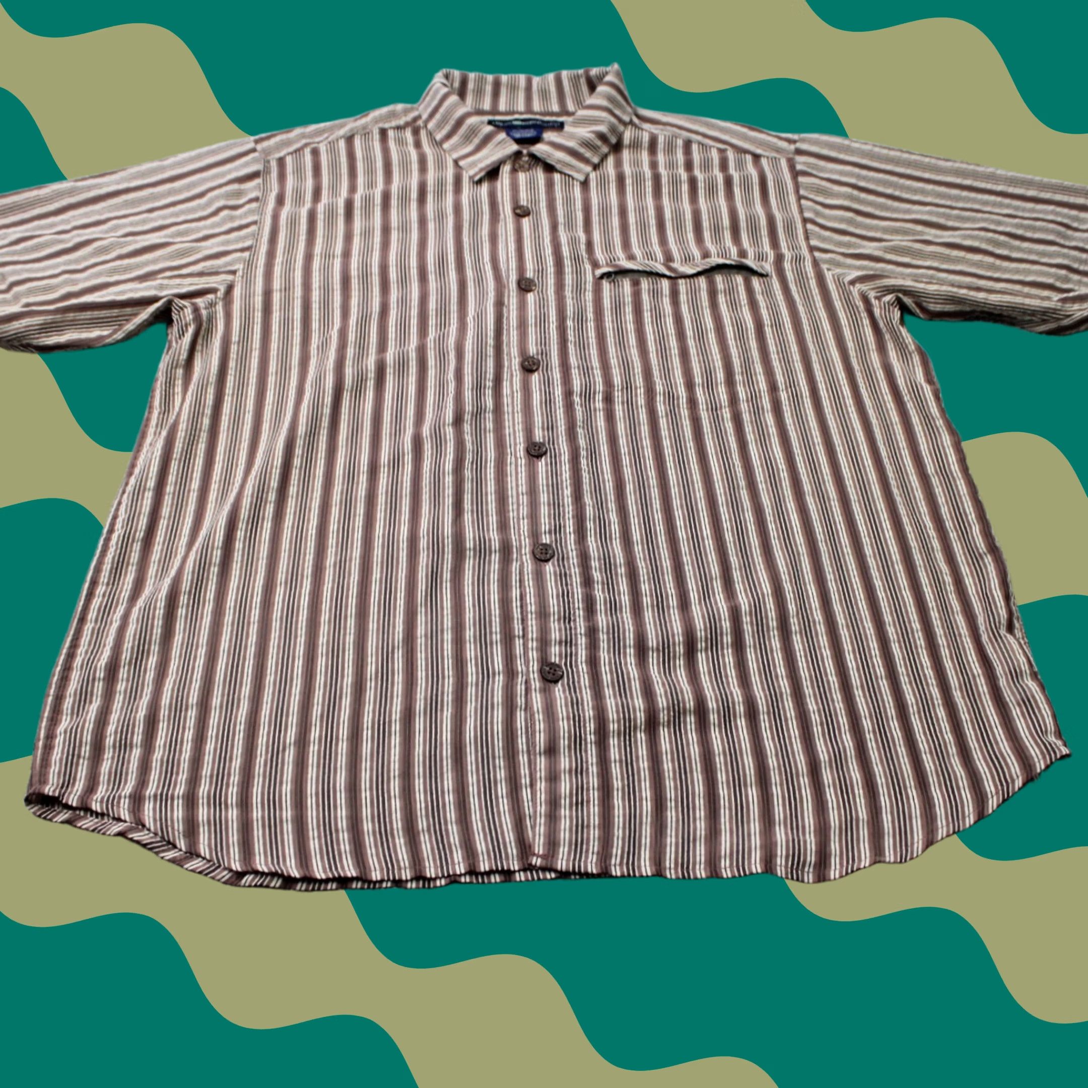ExOfficio ExOfficio Shirt Mens XL Striped Brown/Tan Short Sleeve Button-Up Casual, Travel, Workwear, All Seasons, Breathable, Pockets Size US XL / EU 56 / 4 - 1 Thumbnail