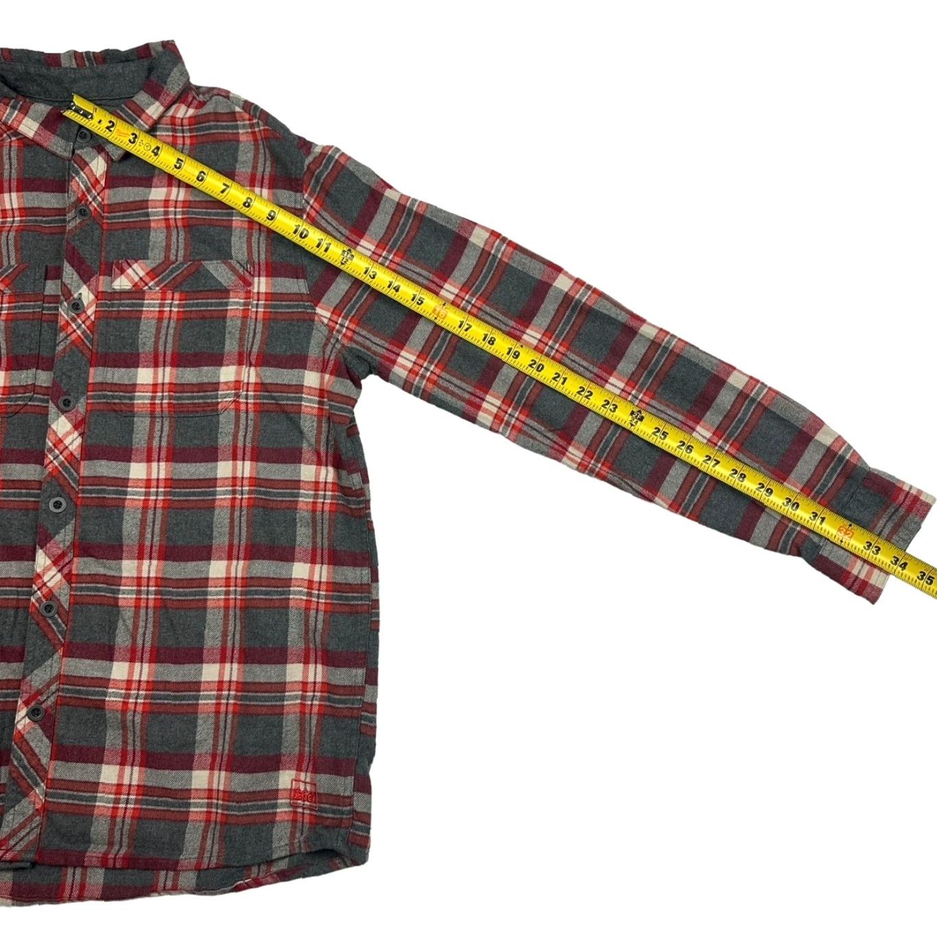 REI Flannel Shirt Men's Cotton Long Sleeve Red Black Plaid • Medium