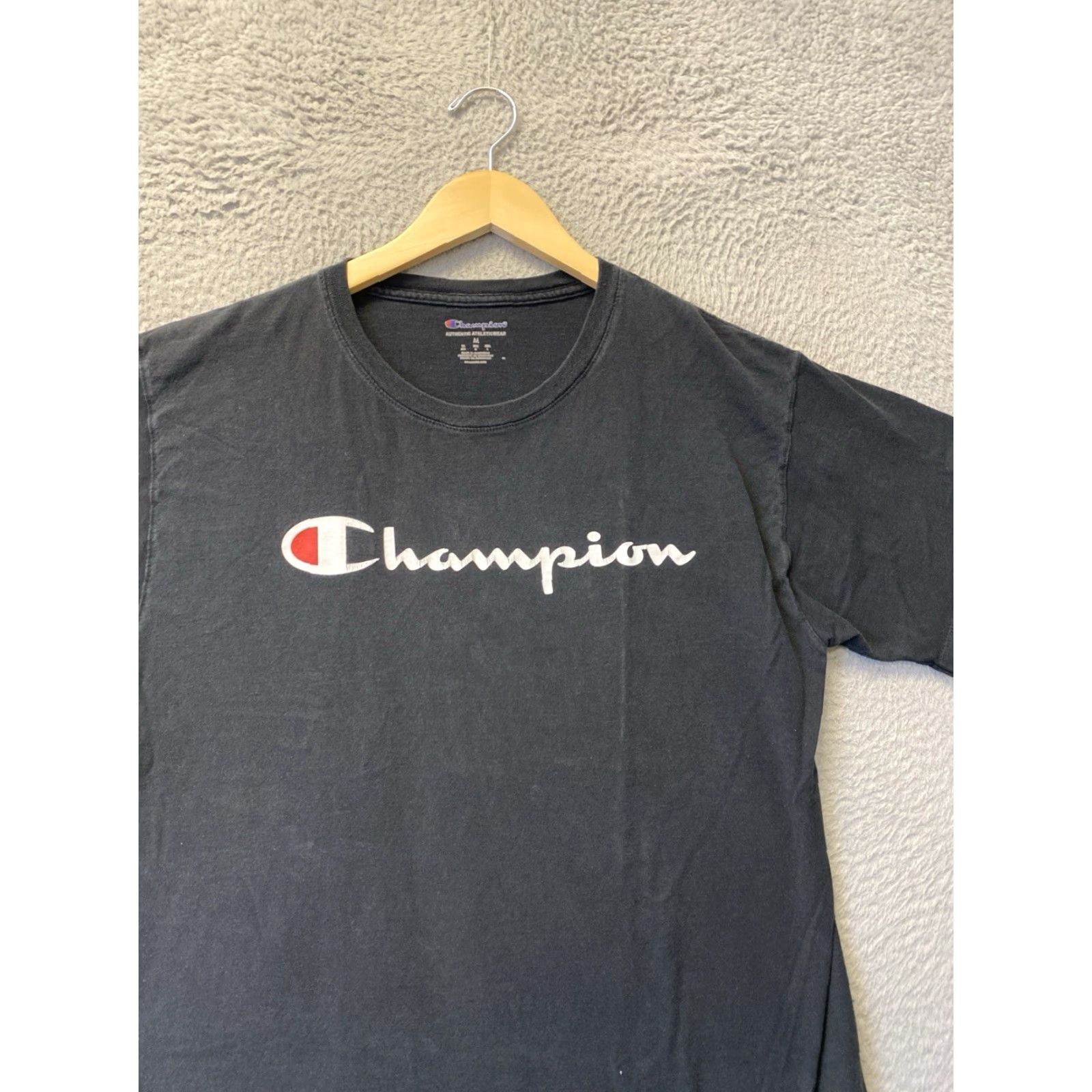 Champion VINTAGE Champion Shirt Adults M Black Cotton Short Sleeve Solid 90s Mens Womens Size US M / EU 48-50 / 2 - 2 Thumbnail